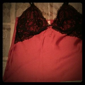 Red camisole lined black lace bust Nordstrom M