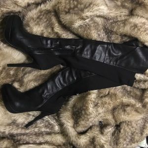 Black leather thigh highs