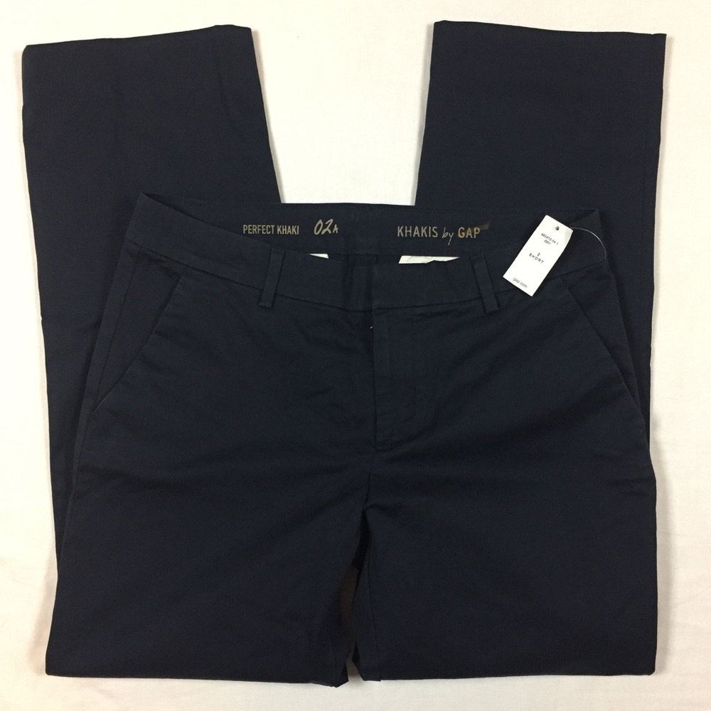 NWT Gap navy blue cotton khakis 2 short ankle