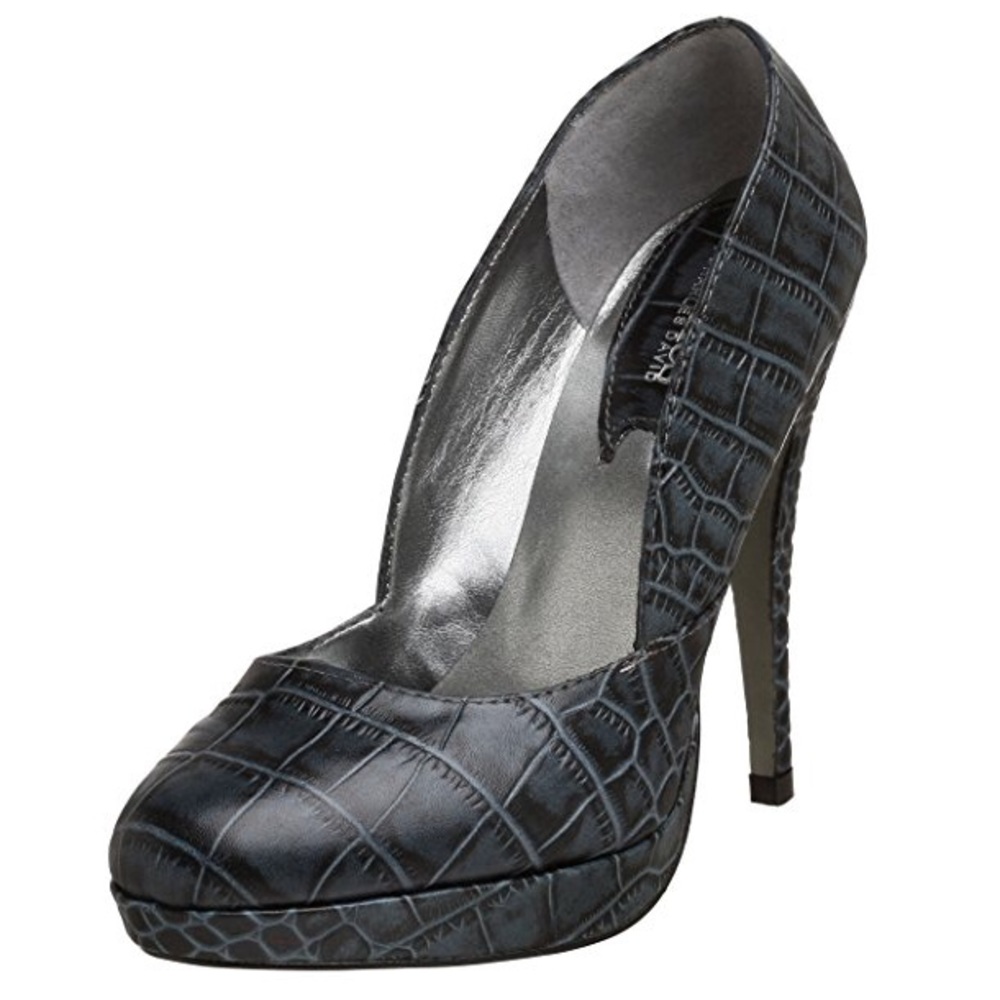 Charles David posh heels in grey crocodile