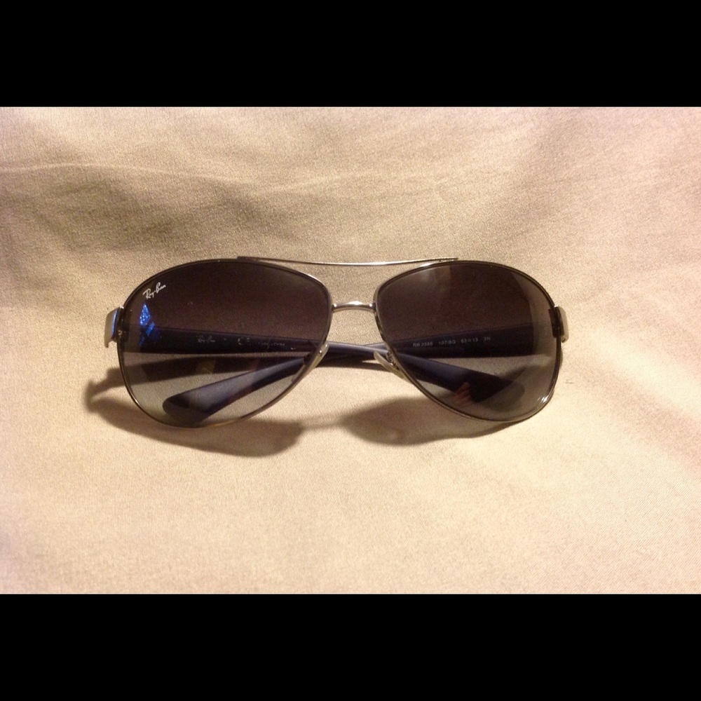 RayBan Sunglasses Silver w Black with Grey Lens