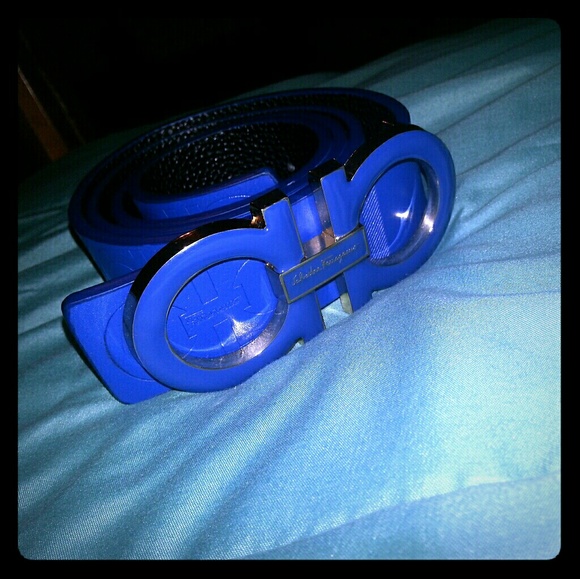 all blue ferragamo belt