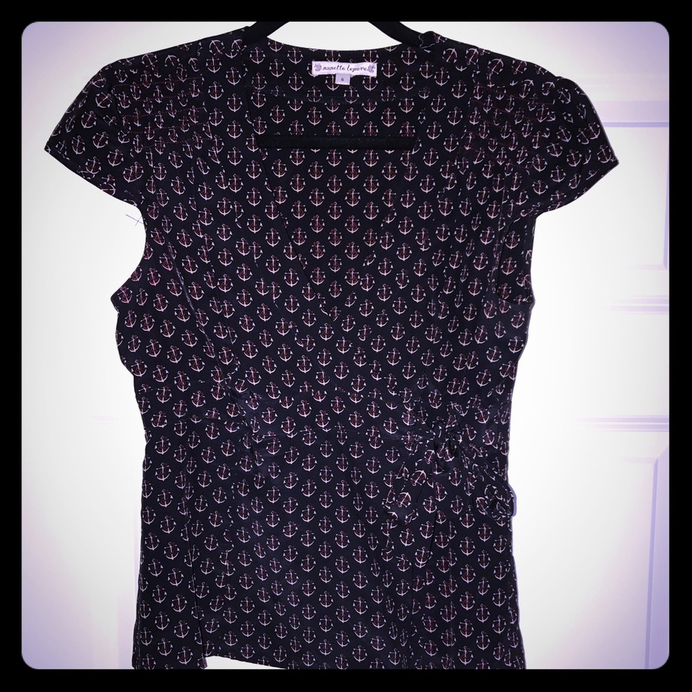 Nanette Lenore Nautical themed anchor wrap top