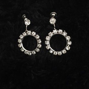 Vintage Rhinestone Circle Earrings