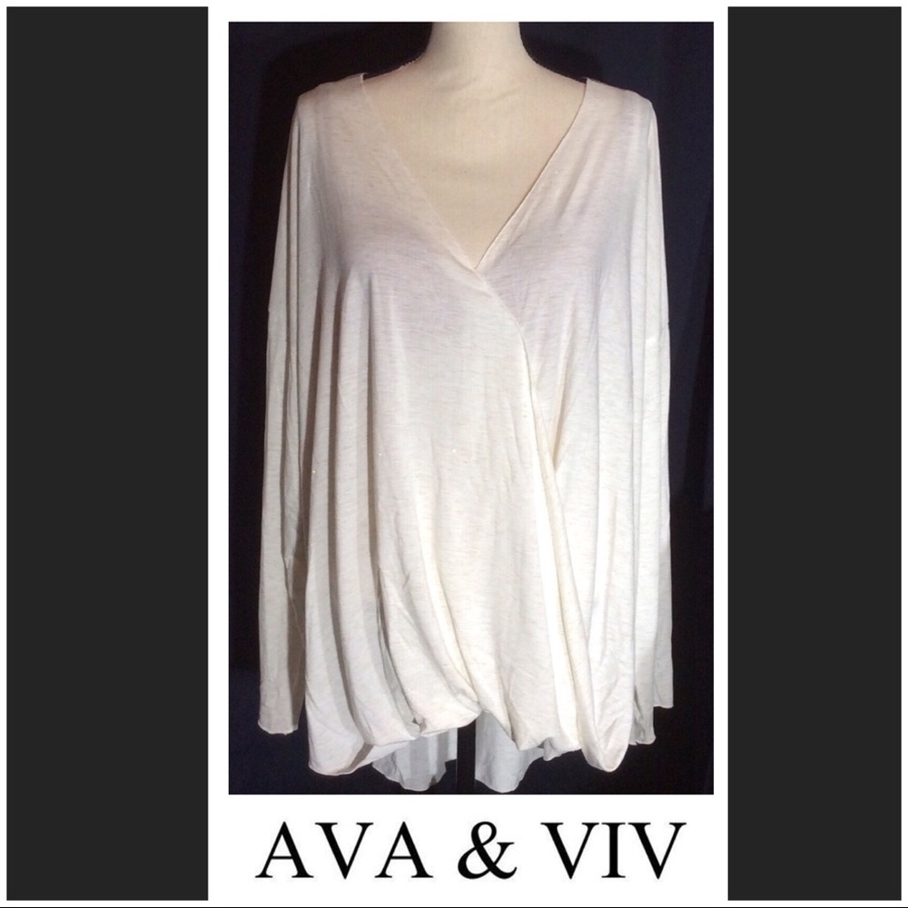 Ava & Viv Hi-Lo Drape Wrap Top Gold Thread Size 3X
