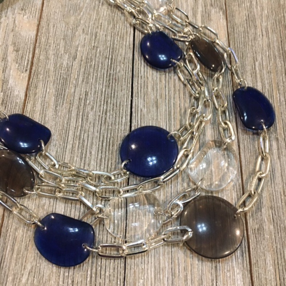 Multi Strand Silver Tone Necklace