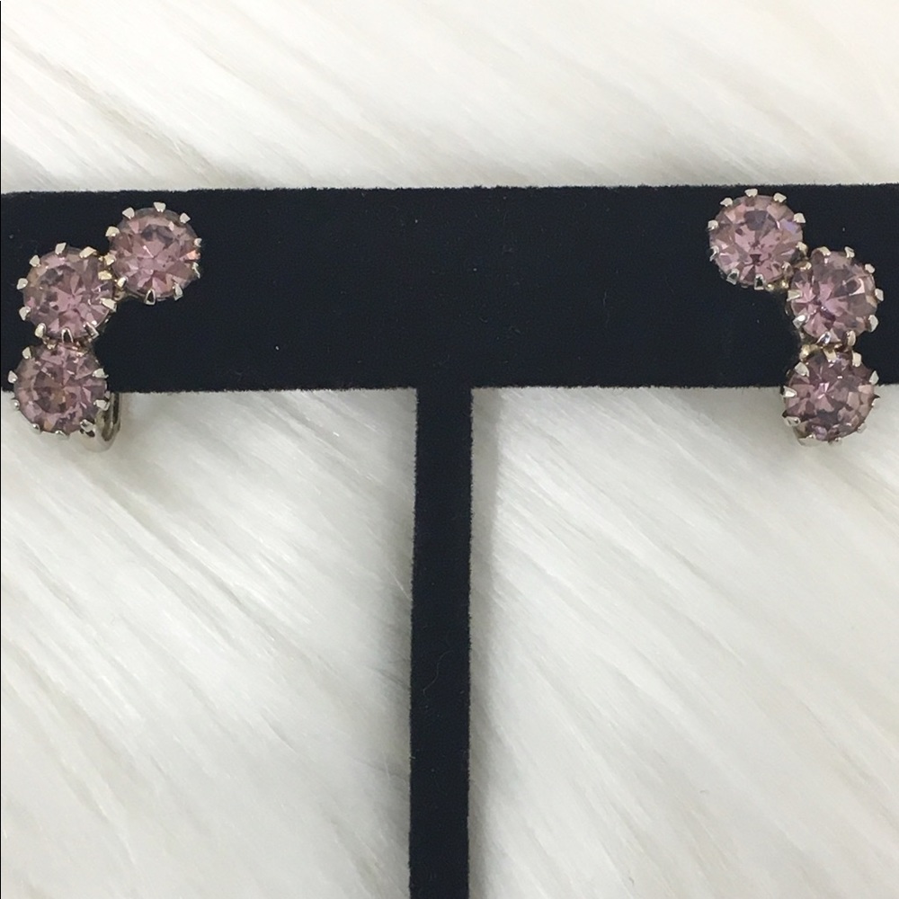 Vintage Amethyst Rhinestone Earrings