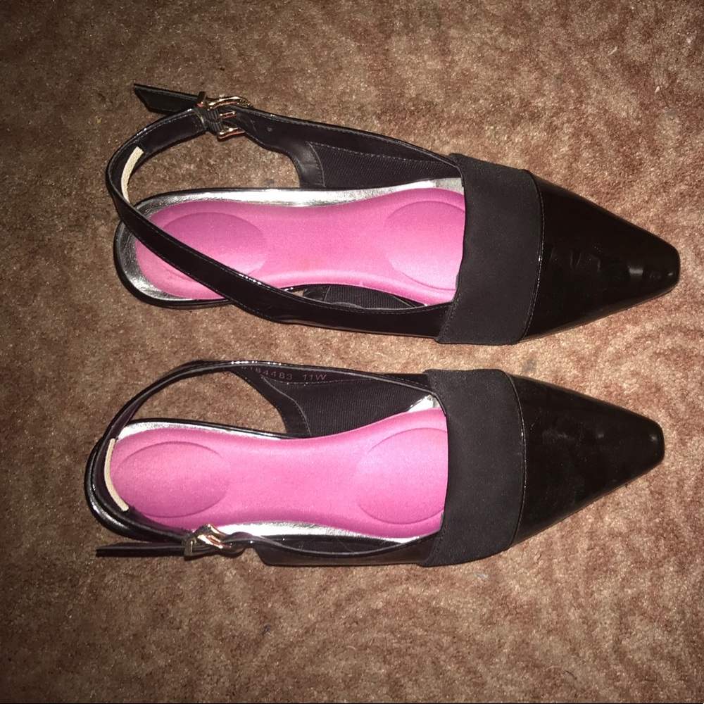Black Patent Sling Back Shoe ( Wide)