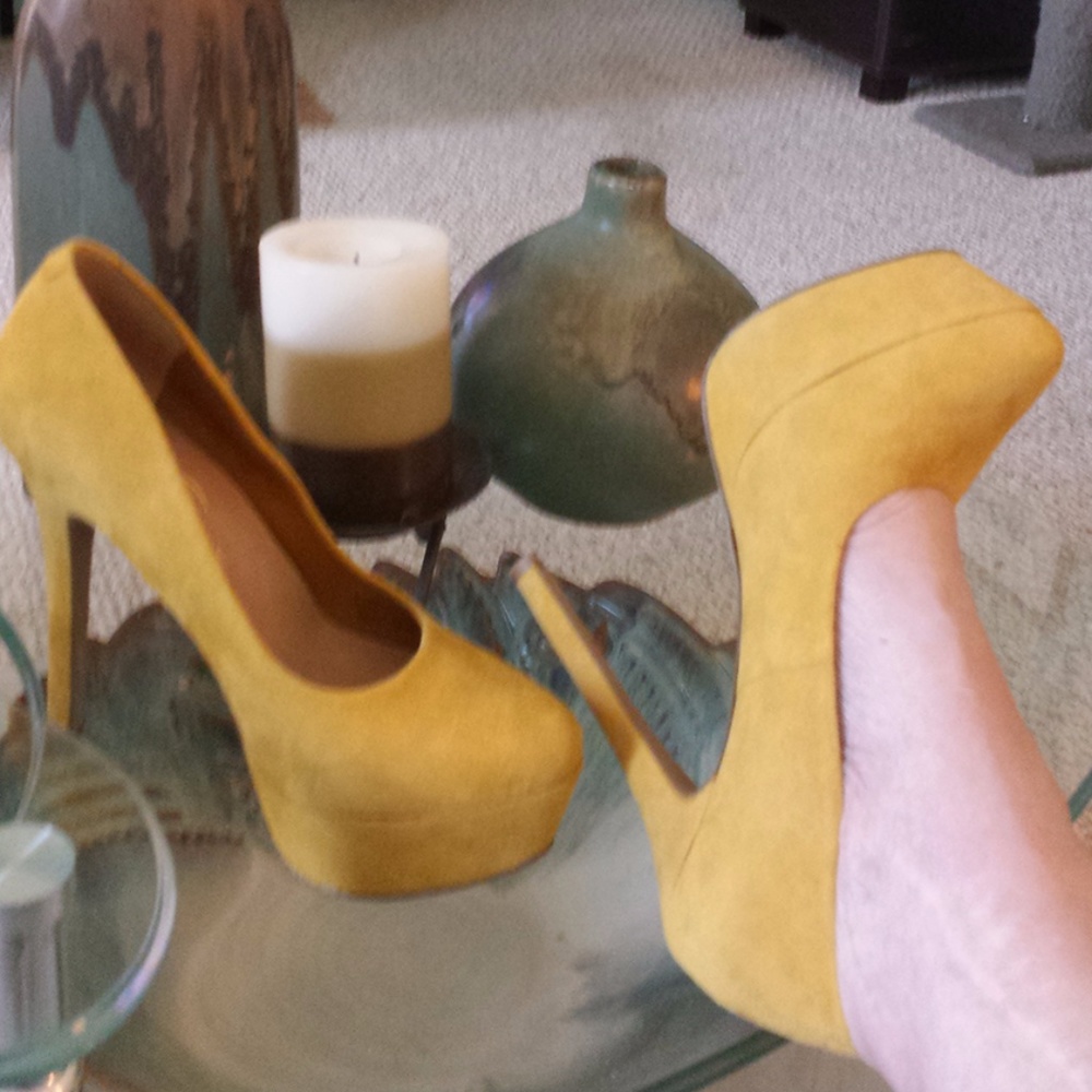 Mustard Suede Platforms