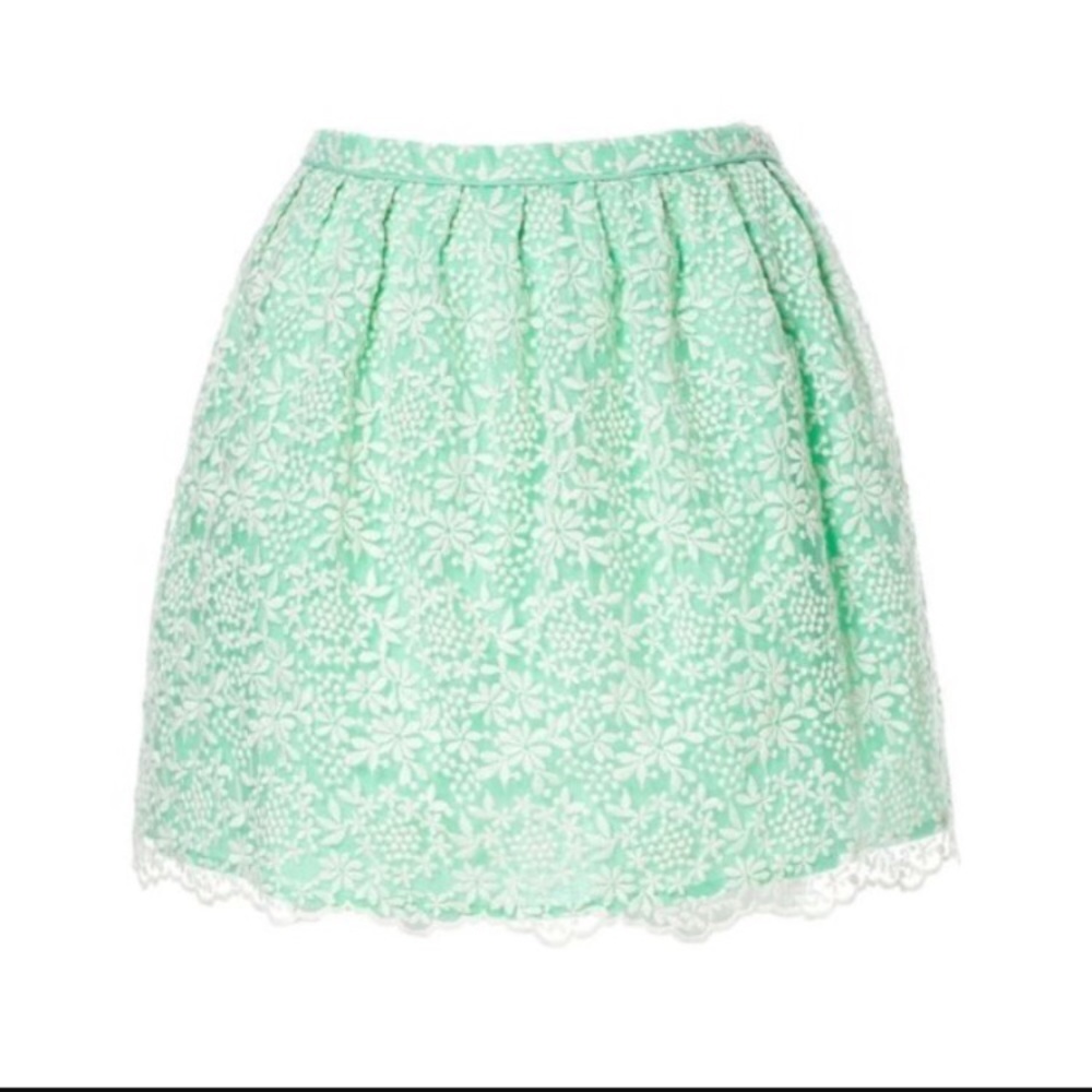 Zara floral overlay mint green and white skirt
