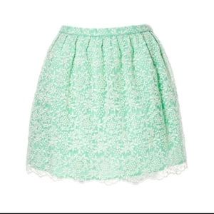 Zara floral overlay mint green and white skirt