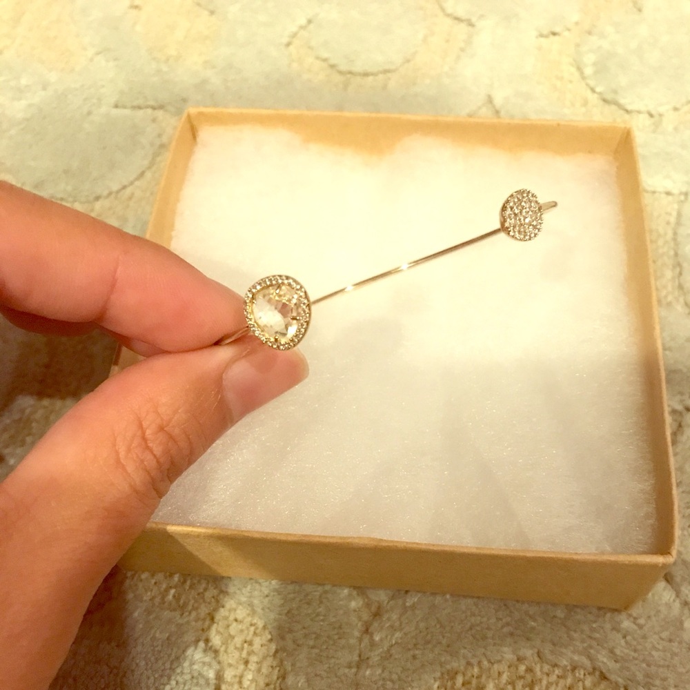 Tai Open Cuff Clear Stone/Pave Gold Bracelet