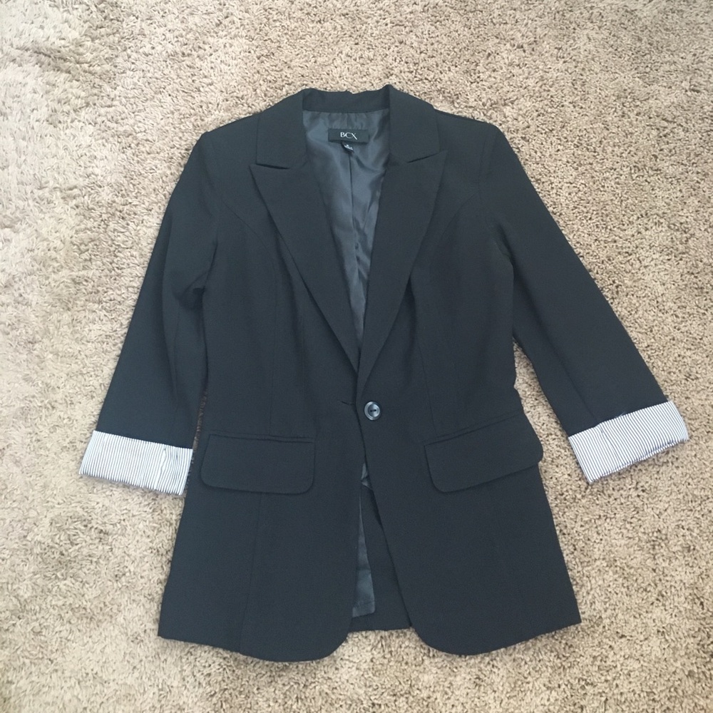 Black Blazer with satin cuffed sleeves