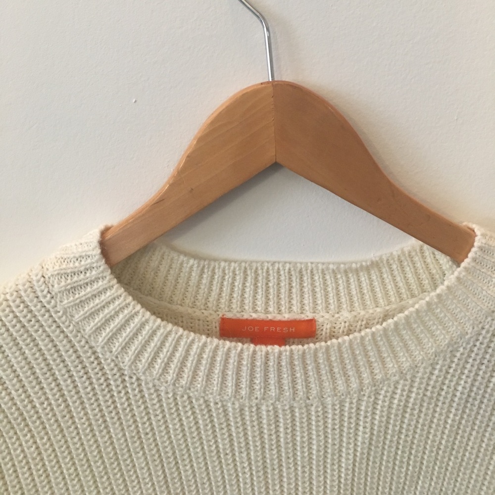 White Cable Knit Sweater - Joe Fresh
