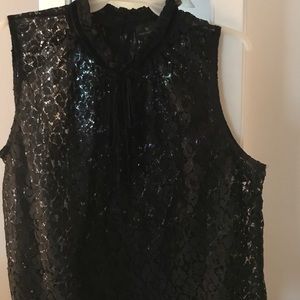 Black Lace Sleeveless Blouse