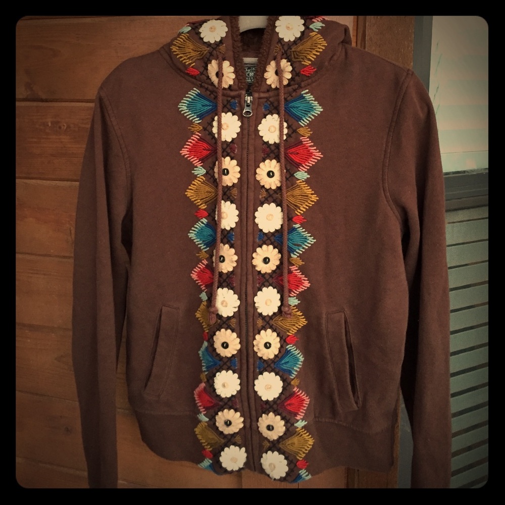 🌼🍃HTF Daisy Flower Lucky Brand Hoodie🍂🌼 - Picture 1 of 4