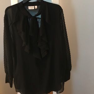 Bisou Bisou Sheer Black Blouse size XL