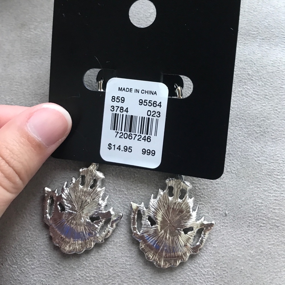 Silver and blue statement earrings - Picture 3 of 5