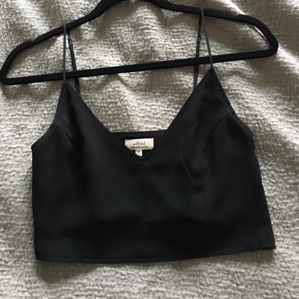 Aritzia silk black crop top