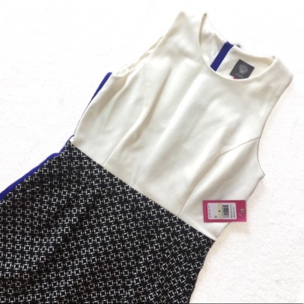 Vince camuto knee length white/pattern dress