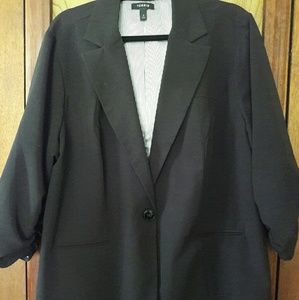 Ruched Black and Pinstriped Blazer