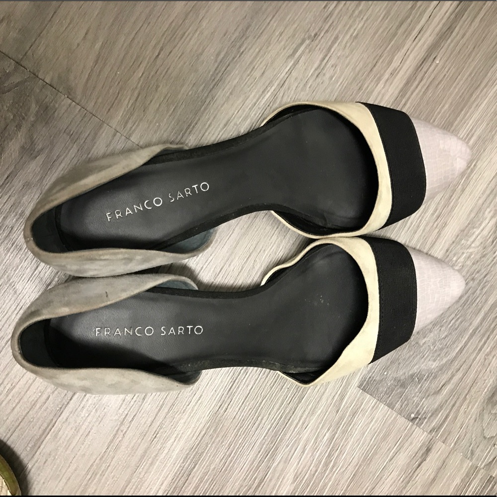 Franco Sarto Grey/Black D'Orsay Flats