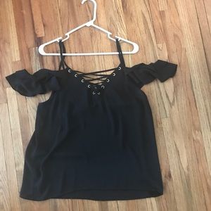Express black off shoulder tank. Size L