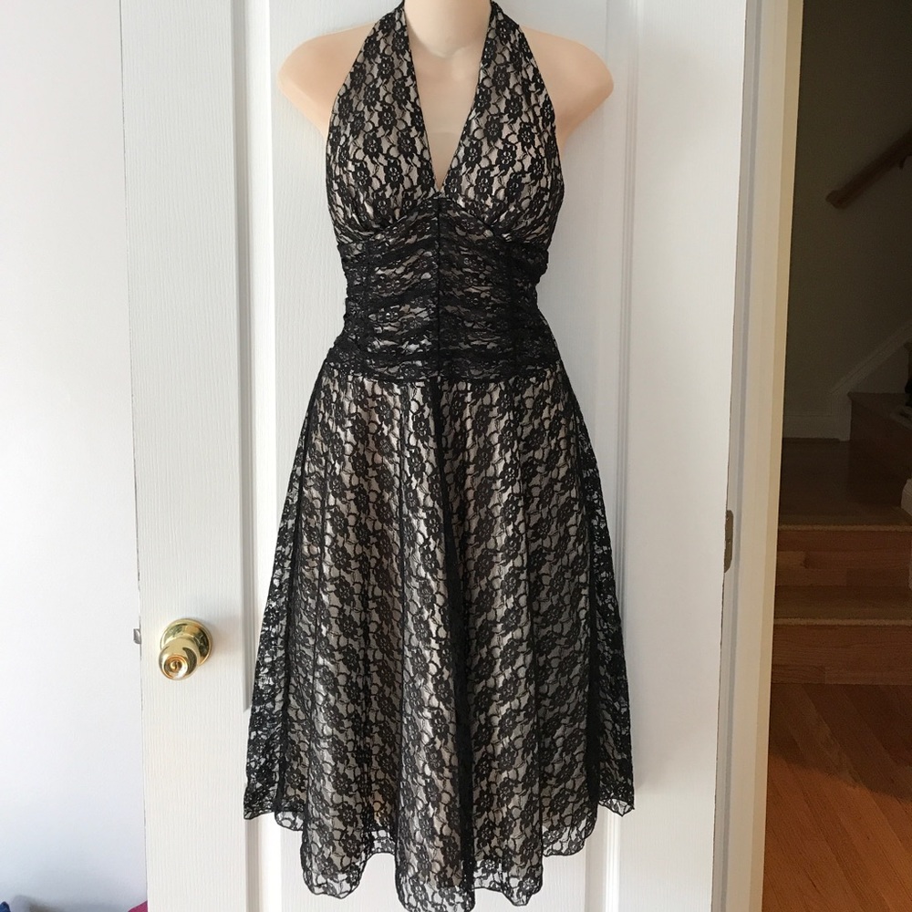 Philip Decaprio Sheer Lace Halter Dress