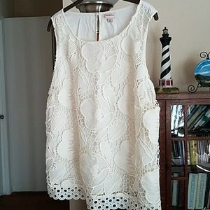 Merona dress tank. Cream with lace overlay. NWT