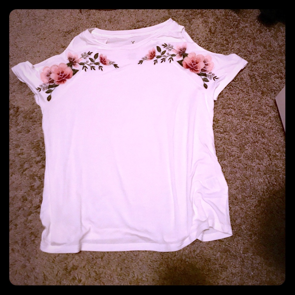 Brand new never worn flower embroidered shirt!