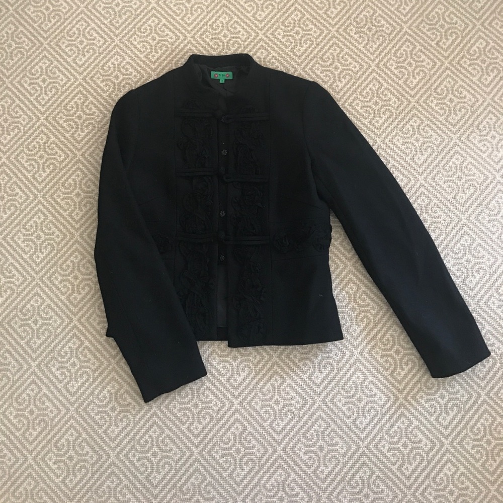 Tibi black chinoiserie jacket blazer