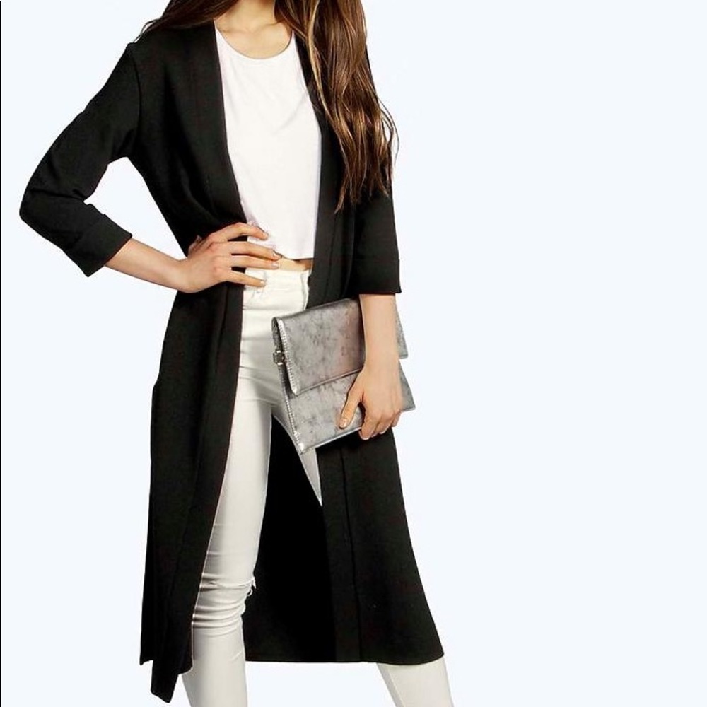 Boohoo Black Duster Coat