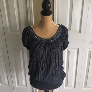 Navy Forever 21 Beaded Tunic