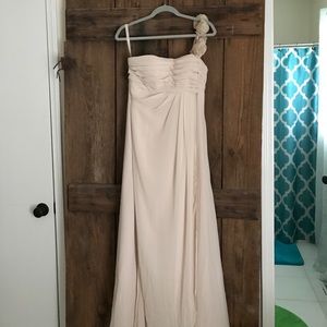 Bill Levkoff champagne bridesmaids dress