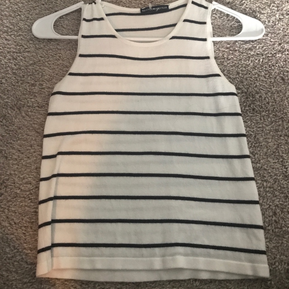 White and black striped knit tank