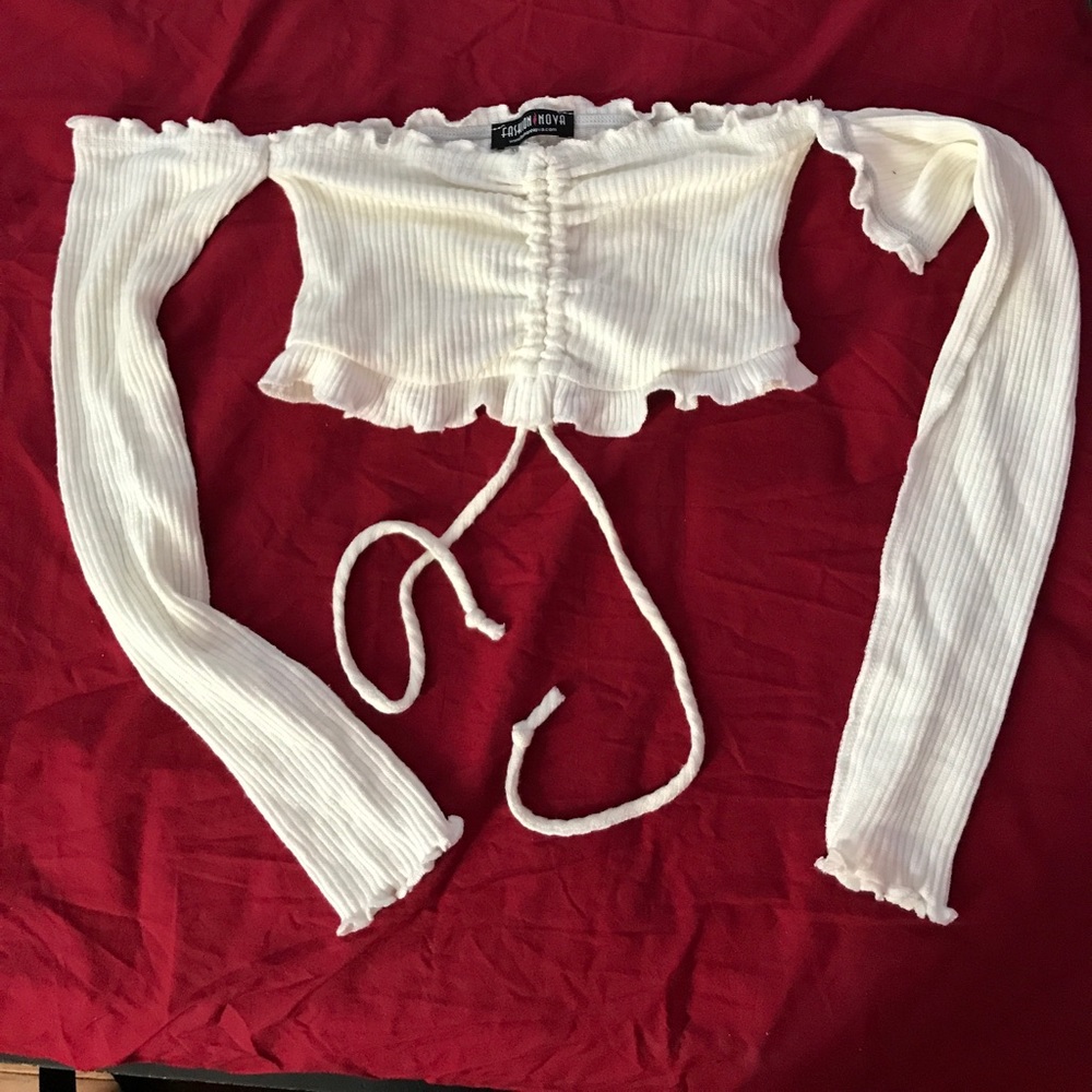 Cropped off the shoulder long sleeve top