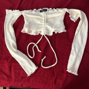 Cropped off the shoulder long sleeve top