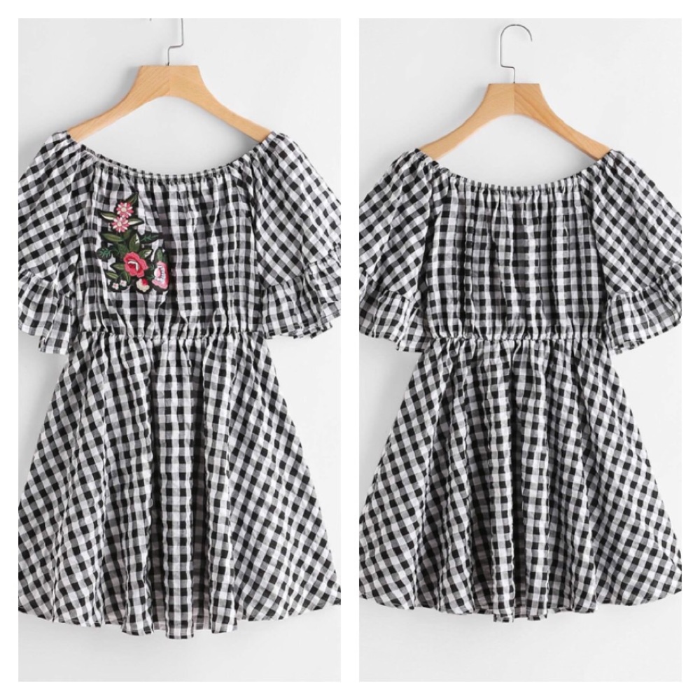 Embroidered Applique Detail Trumpet Dress