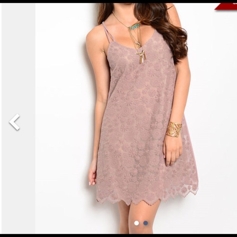 NWT En creme lace shift mauve dress M