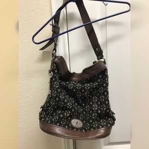 Fossil Maddox Black/Brown Jacquard Bucket Bag