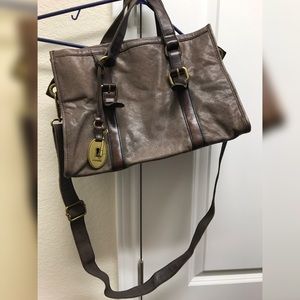 Fossil Emory Grey/Brown Satchel Bag
