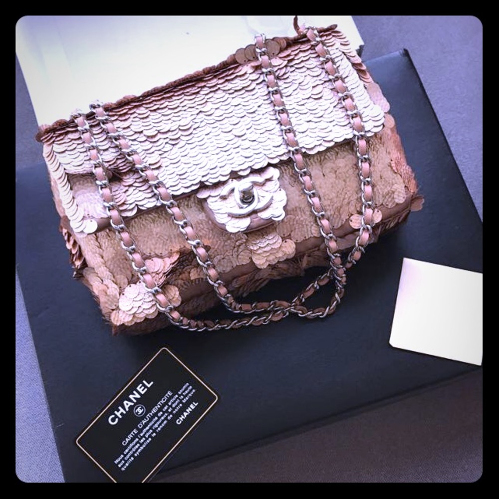 Chanel Classic Limited Edition Pink Sequined bag