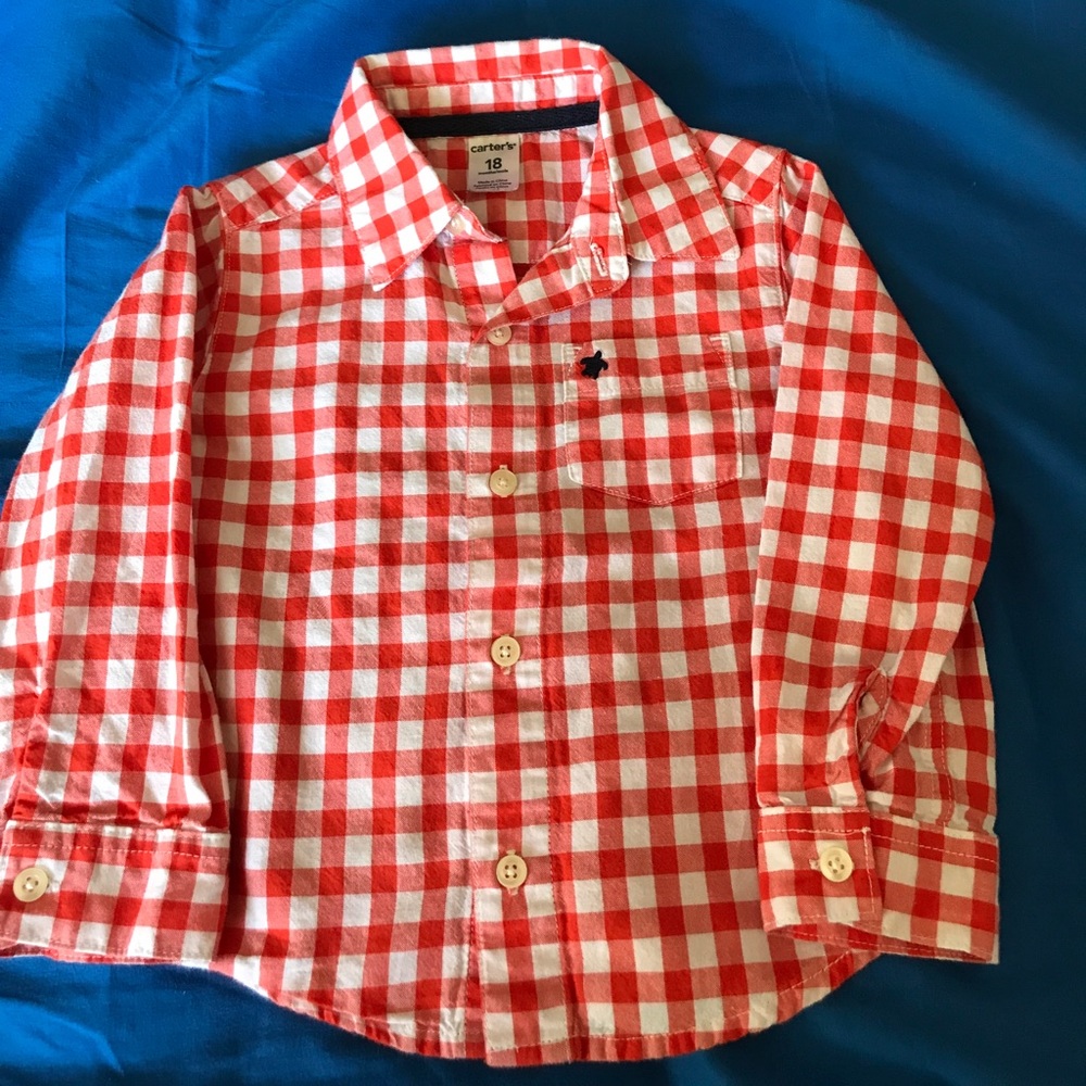 Orange and white checked shirt