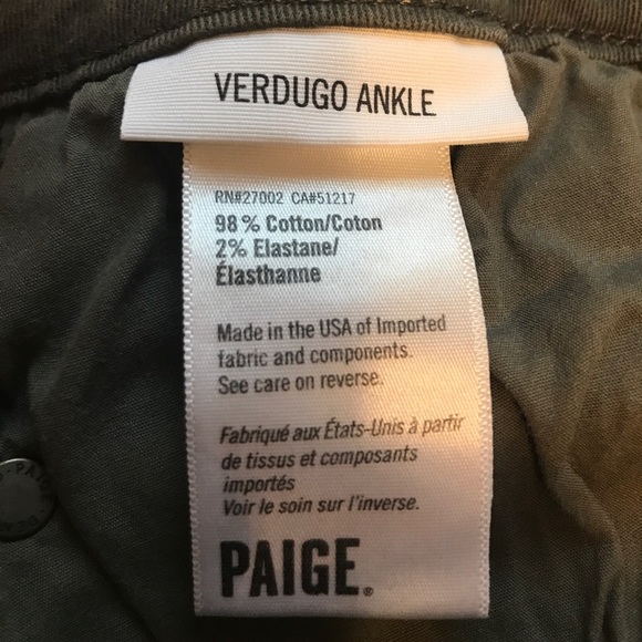 Paige verdugo ankle jeans size 30 dark moss - Picture 4 of 5