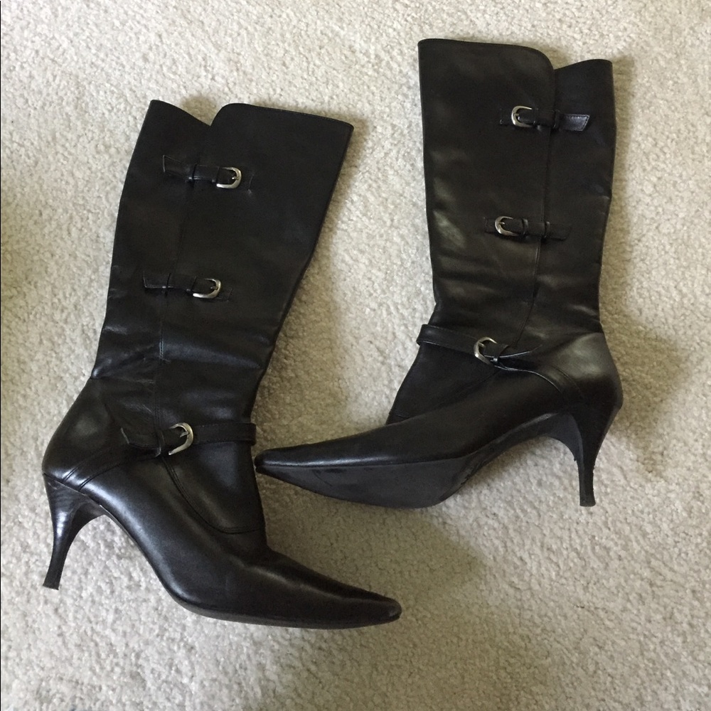 Italian leather heeled boots