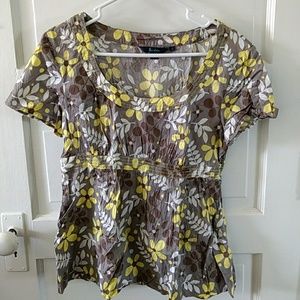 Boden gray floral blouse