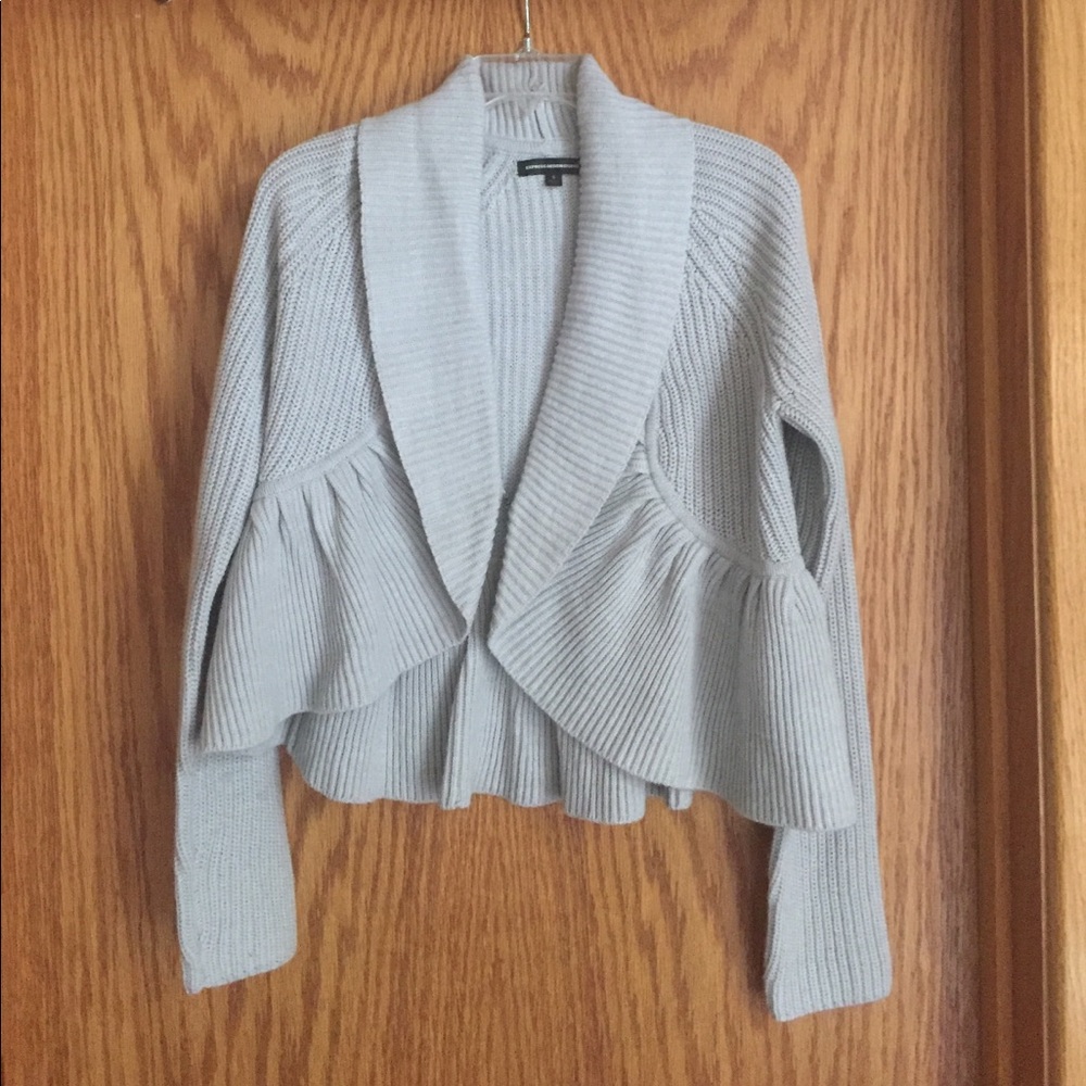 Express Design Studio gray ruffle sweater