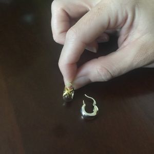Silver earrings with gold accent