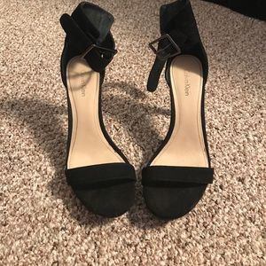 Black Calvin Klein heels with ankle strap