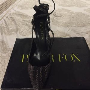 Beautiful worn once snake skin strapped heels
